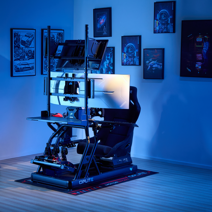 OPLITE R8 Fury Black cockpit in a gaming room