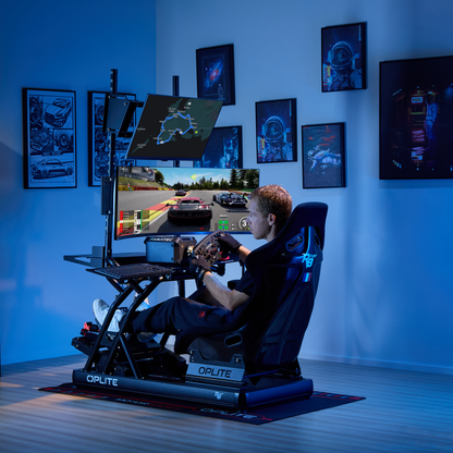 OPLITE R8 Fury Black cockpit with monitor mount installed