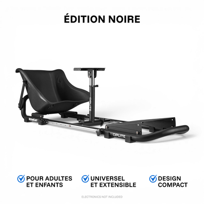 NitroKart Black V2 racing cockpit, Black Edition, for adults and children