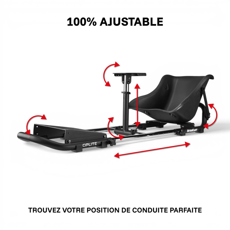 NitroKart Black V2 cockpit, fully adjustable driving position