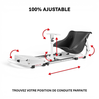 NitroKart White V2 cockpit, fully adjustable driving position