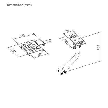 NitroKart Gear Shift Handbrake White V2 dimensions diagram in millimeters