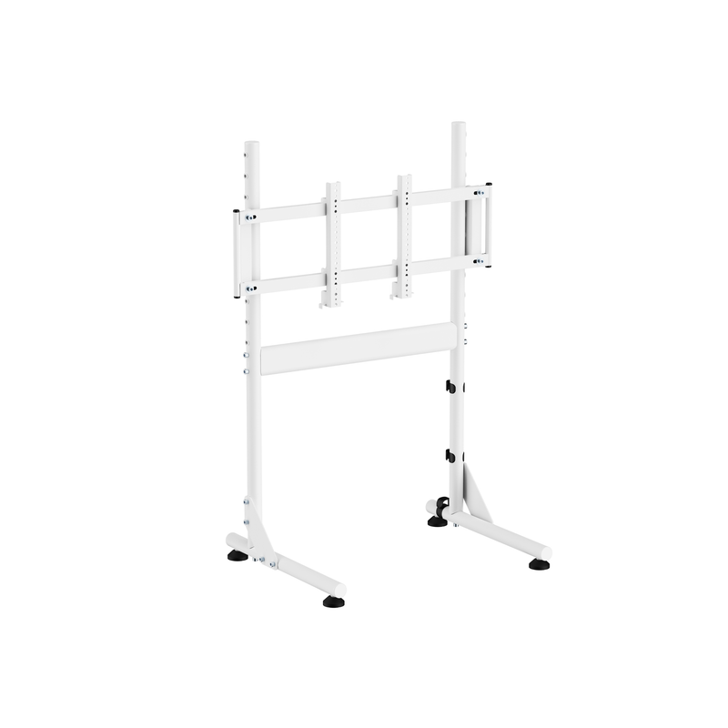 NitroKart Monitor Stand White V2, angled view with adjustable feet