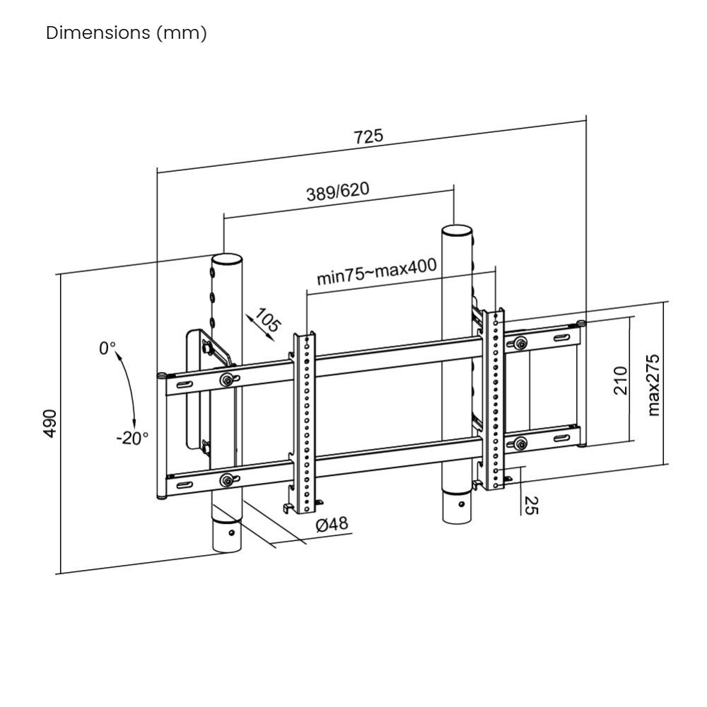S8 On Top Monitor Mount Black